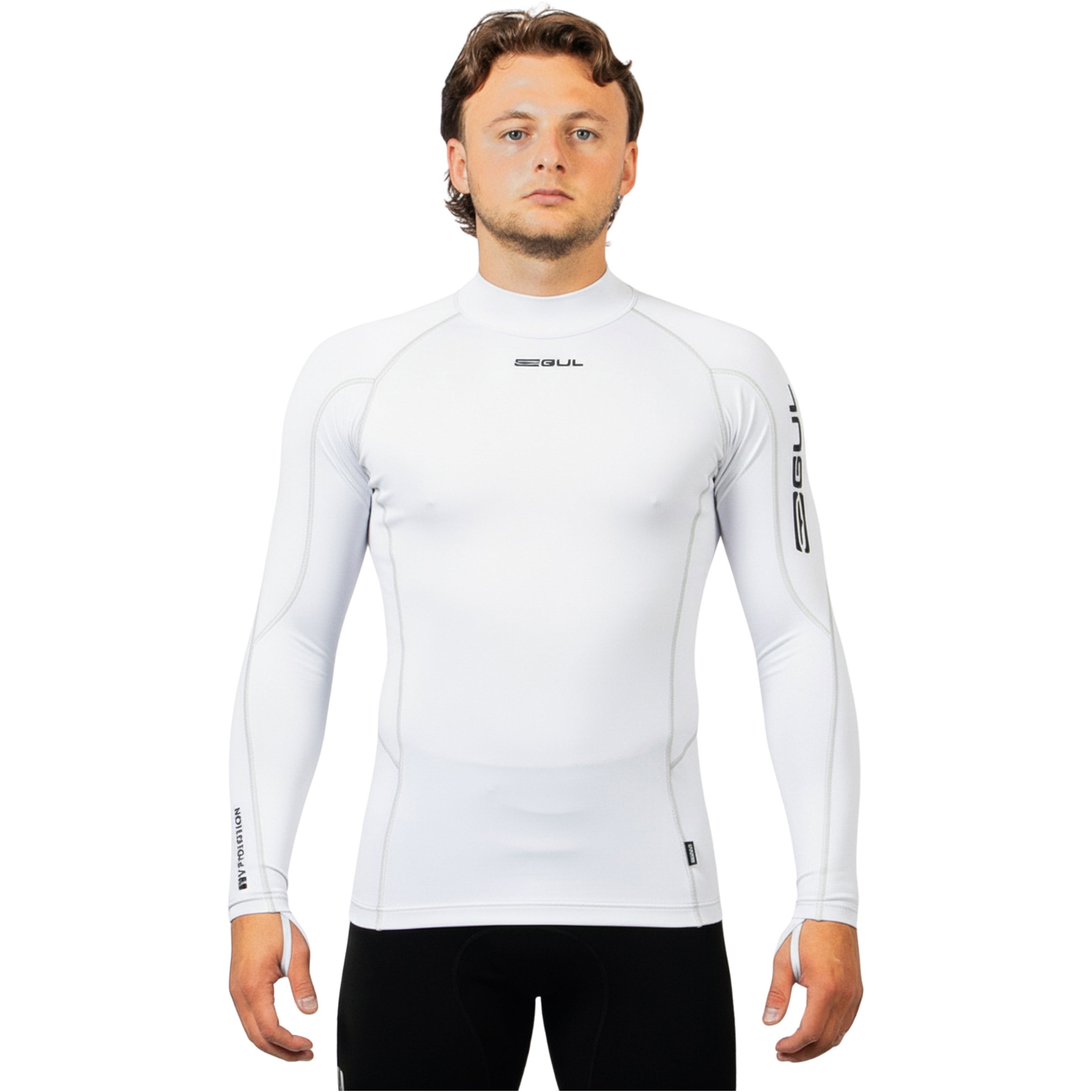 2026 Gul Mens UV Protection Long Sleeve Rash Vest RG0339-WHWH - White